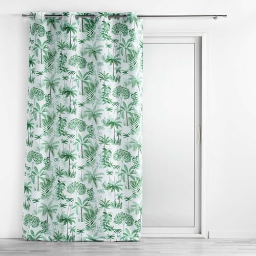 Douceur d'Intérieur, Rideau à Oeillets (140 x 260 cm) Amazonia Vert, Polyester Imprimé