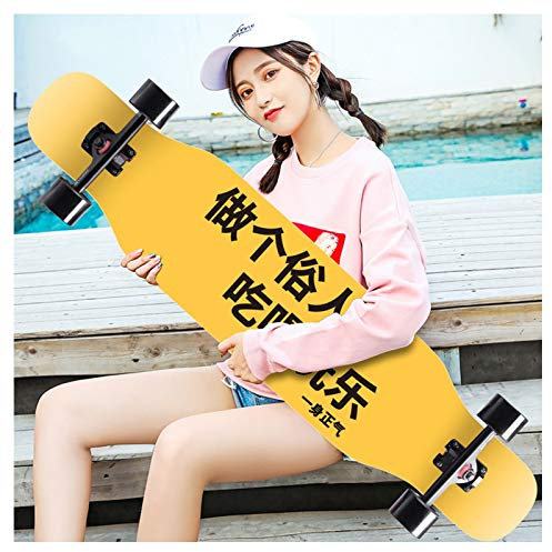 NENGGE Longboard 43.3 Zoll mit ABEC-11 Kugellagern Drop-Through Freeride Skateboards Cruiser Jungen Mädchen Erwachsene Kinder Anfänger Bürsten Straßenbrett,I