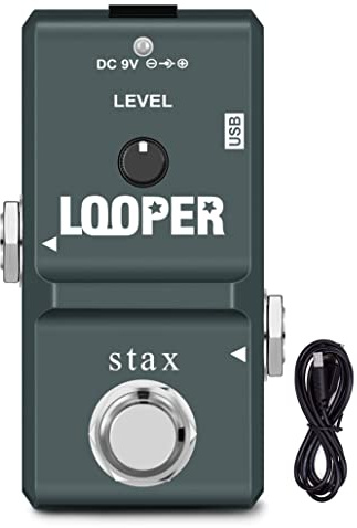 Stax Mini gitarr looper pedal loop effekt pedal obegränsade överdubbar 10 minuters looping, 1/2 tid och omvänd USB-port 3 lägen ministorlek äkta bypass