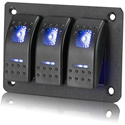 3 Gang Panneau de Interrupteur à Bascule 12V / 24V Interrupteur à Bascule ON-OFF avec Pré-Câblé Tableau Electrique Bateau Voiture Étanche Panneau de Commutateur pour Camion Remorque Marine Véhicules