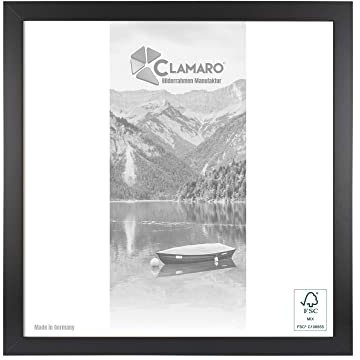 Clamaro Cornice portafoto quadrata 24 x 24 cm | nera opaca | moderna cornice per quadri in MDF con vetro acrilico, piastra posteriore e gancio (orizzontale e verticale)