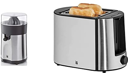 WMF Stelio Saftpresse elektrisch, Zitruspresse, Orangenpresse, 85 Watt, 2 Presskegel & Bueno Pro Toaster Edelstahl, Doppelschlitz Toaster mit Brötchenaufsatz, 2 Scheiben, 6 Bräunungsstufen, 870 W
