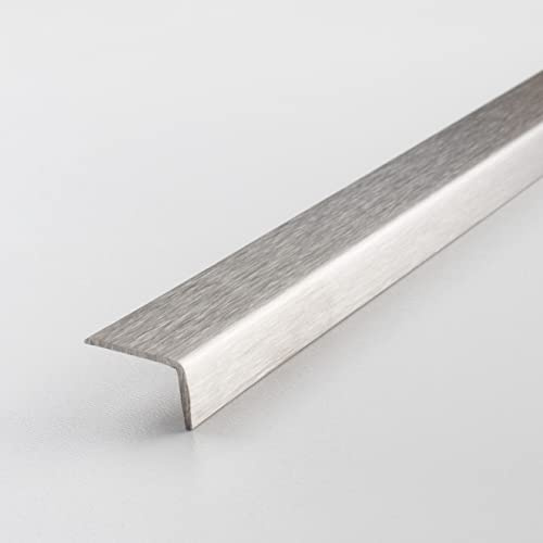 PROVISTON | Mini-Winkelprofil | Edelstahl | Edelstahl matt | Breite 19 mm | Höhe 8 mm | Länge 2700 mm | Ungebohrt | Treppenkantenprofil | Treppenwinkel | Treppenkante | Kombiwinkel | 1 Stück