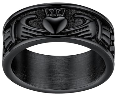 FaithHeart Claddagh Rings for Love, Stainless Steel/18K Gold Plated Women Men Wedding Band Ring Personalized Custom, stainless steel, No Gemstone