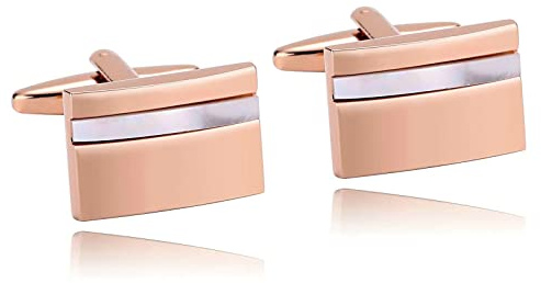 Whoiy Manchettenknoepfe Hochzeit Rosegold, Manschettenknöpfe Herren Gravur Edelstahl Camber-Rechteck für Männer Smokinghemd Kostenlos Gravieren
