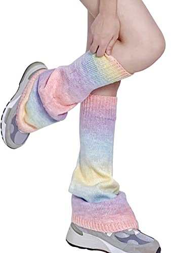 WODECASA Girls Kawaii Leg Warmers Knitted Flared Leg Sleeves Goth Crochet Baggy Cuff Ankle Heap Socks