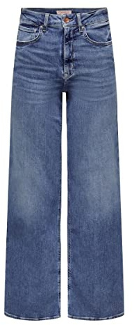 ONLY ONLMADISON Blush HW Wide DNM CRO372 Noos, Medium Blue Denim, S / 32L Femme