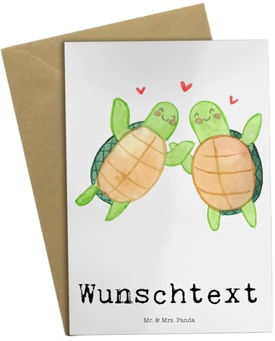 Mr. & Mrs. Panda Grußkarten Personalisiert Schildkröten Paar - Personalisierte Geschenke, Grußkarte personalisierbar, Geschenk für Freundin, Partner, individuelle, Valentinstag, Frauen, Hochzeitstag