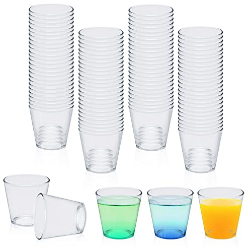 Vasos Chupito Plastico, 100 Pedazos Vasitos Aperitivos, 30 ml Vasos de Chupito, Reutilizable Vasitos para Postres Adecuado para Fiestas Bodas Reuniones Cumpleaños Picnics etc