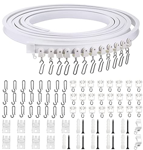 Flexible und Biegbare Decken-Vorhangschiene 3M Gardienenschiene mit stummen Rollen für Vorhänge, Raumteiler, Wohnmobil-Vorhang, Duschvorhang, Krankenhaus-Vorhangschienensystem