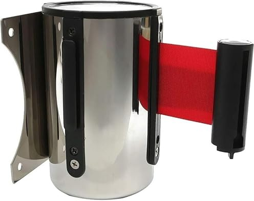 ZzzaNa Garde-Corps de File d'attente contrôle des foules en Acier Inoxydable 5 mètres Ruban rétractable barrière Cordon Ruban rétractable Rouge Corde