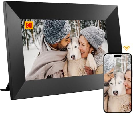 KODAK Cornice Digitale WiFi 7 Pollici, HD Cornice Foto Digitale Touchscreen IPS Cornice Elettronica Cloud Legno con App, Memoria 32GB, Rotazione Automatica, Condivisione di Immagini Musica Videos