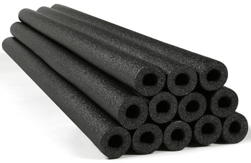 Nezyo 12 Pack Pool Noodles Foam Swim Noodles 52 Inch Jumbo Hollow Swimming Pool Noodle Bulk Floats Heavy Duty for Xmas Decoration Craft Projects Padding Bumper(Black)