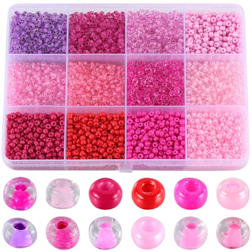 SUNNYCLUE 1 låda 156G 8/0 armband fröpärlor kit runda fröpärlor 3 mm lila rosa glasfröpärlor små ponnypärlor glaspärlor distans lösa pärlor för smyckestillverkning gör-det-själv örhängen armband