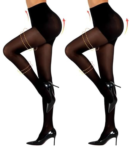 Yilanmy Kompressionsstrumpfhose Damen Stützstrumpfhose 50 Den | Nylon Blickdichte Shapewear Strumpfhose 2 Paar, sanfte Formung, Bauchweg & Po-Lifting
