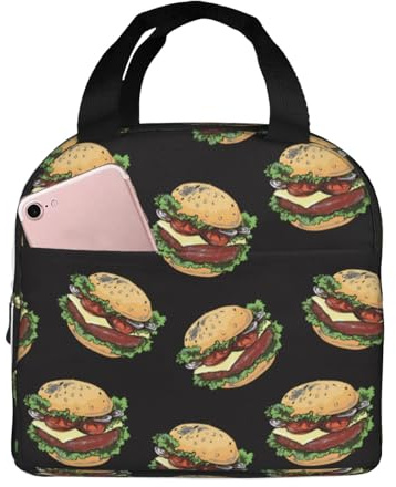VOSERY Bolsa de almuerzo, lonchera para mujeres y hombres adultos, bonita bolsa de almuerzo con aislamiento negro, a prueba de fugas, reutilizable, de gran capacidad, para el trabajo, oficina, picnic