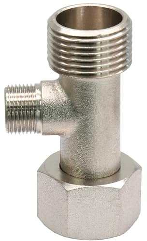 Unlorspy T Valve Adapter for Bidet 7/8 x 7/8 x 3/8or 15/16 x 15/16 x 9/16 Three Way Connector Diverter Valve,3 Way T Brass Shower Head Adaptor for Plumbing Splitter (Silver 15/16-9/16)