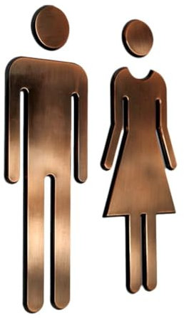 Nutoko Adhesivo Acrílico Señales Baño Signo Mujer Hombre Placa Puerta WC Señalización Aseos 6,5x20cm (latón antiguo)