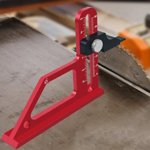 HEBEOT Höhenmesser aus Aluminiumlegierung, höhenverstellbar, Werkzeug-Einstelllehre, CNC-gefrästes Aluminium-Tiefenmessgerät für Oberfräsen-Bits