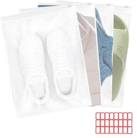 20 Pcs Sacchetti Per Scarpe,Porta Scarpe da Viaggio, Borsa Portaoggetti Plastica Trasparente Chiusura Lampo per Vestiti, Biancheria Intima, Scarpe, Cosmetici.