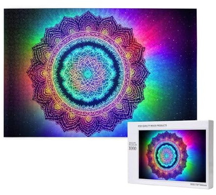 Komplexes Mandala-Puzzle, 1000 Teile für Puzzle, Holzpuzzle für Familie, Freunde, Heimdekoration, Wandkunst, 75 x 50 cm