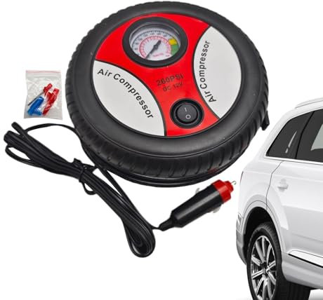 Xijobido Gonfleur de pneu avec manomètre, compresseur d'air portable | Compresseur d'air pour pneus | Pompe à pneus électrique Portable 12V, gonfleur multifonctionnel avec manomètre à pointeur pour un