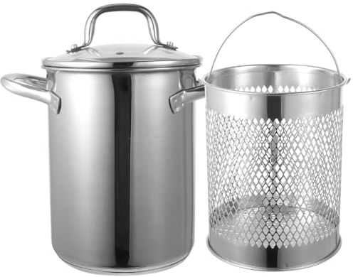 Olla para Freír de Acero Inoxidable Cesta Escurridora, 1 Juego