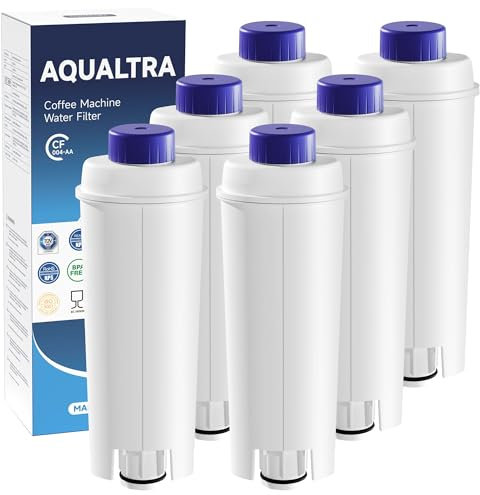 AQUALTRA Coffee Machine Water Filter Compatible with DLSC002, SER 3017, 5513292811, ECAM, ETAM, Esam Series, 6 Pack