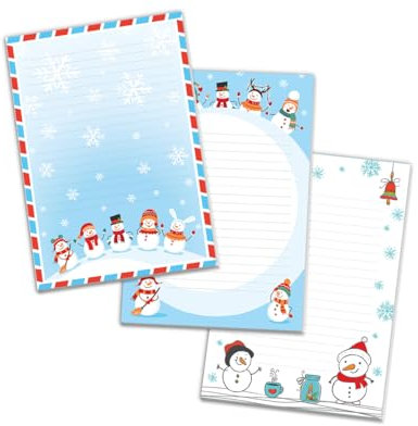 3 Blöcke Notizblock liniert Weihnachtsbriefpapier Weihnachten Weihnachtspapier Brief an Weihnachtsmann Kindermotiv für Jungen Mädchen (3 Blöcke/Variante 1 mit je 25 Blätter in A5-Format)