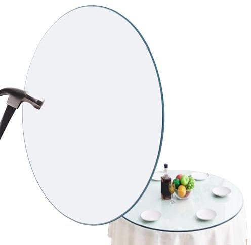 IMUNKT Runde Glasplatte Ø35-100cm, Tischplatte Gehärtetes Sicherheitsglas, Tisch Glasplatte Ersatzteil, 8mm Dick Transparent Gehärtetem Glas, Für Hotel, Haus(45cm(18in))