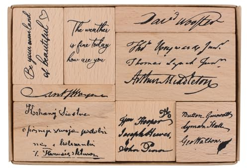 URROMA Holz-Stempel-Set, 8 Stück, Vintage-Stil, künstlerische Schrift-Siegel, Holzgummi-Kunststempel für Bastelarbeiten, Scrapbooking, Karten, Einladungen