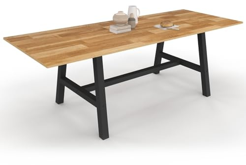 IDMarket - Table à Manger Extensible Rectangle Madeleine 6-12 Personnes Bois et métal Noir 160-240 cm