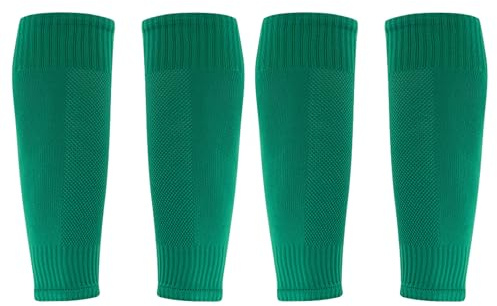 XSCQ 2/4/12 pares de calcetines profesionales de fútbol, manga de pierna fruncida, compresión para pantorrilla (talla única para niños, verde hierba, 2 pares)