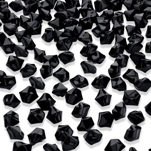 YATOJUZI 500pcs Fake Ice Cubes Black Acrylic Crushed Rocks Vase Fillers Plastic Diamonds Gems for DIY Party Wedding Centerpiece Table Scatter Prop Display 0.5 (Only Black)