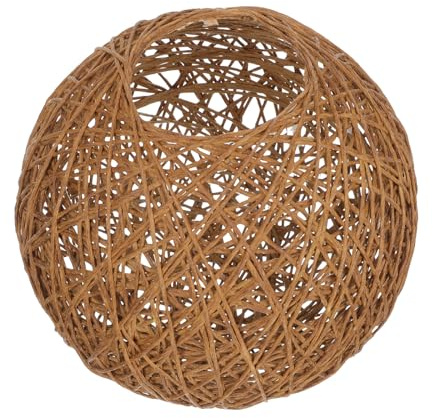 Rattan Lampenschirm Kugelform, Tischleuchte Abdeckung | Naturfaser Geflecht, Dekorativ für Schlafzimmer, Wohnzimmer, Einfache Montage, Braun