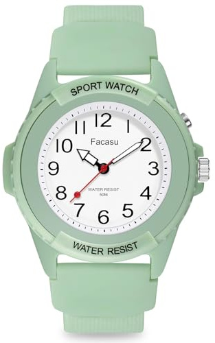 Facasu Analog Armbanduhr Jungen Mädchen,50M wasserdichte leuchtendes Zifferblatt Sport Silikonarmband Quarzuhr Teenager Studenten,Jugend-Studenten Kinderuhr Jungen Mädchen über 12 Jahre