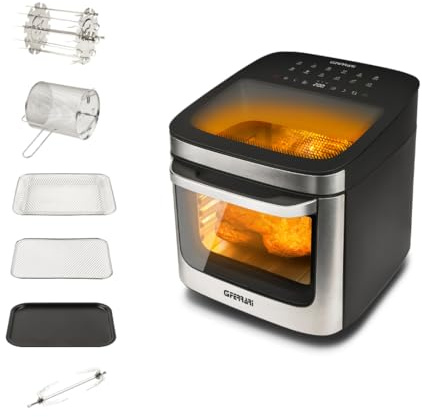 G3 Ferrari G10219 Friggisano Lux 13, Forno Friggitrice ad Aria 13L, Doppia Finestra, Luce Interna, 1800W, 12 Programmi, Multifunzione con Essiccatore, Accessori e Ricettario inclusi, Nero