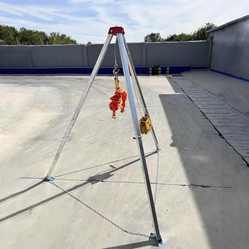 Générique Trépied de Sauvetage Robuste avec treuil et Dispositif antichute - Outil de Levage Portable d'urgence pour Sauvetage en Espace confiné (treuil de 1 200 LB)
