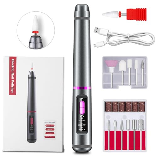 Fresa per Unghie Professionale,Lima per Unghie Elettrica 12 in 1 Senza Fili ,con Display LCD,Fresa per unghie elettrica a 3 ingranaggi,Portatile Kit Manicure Pedicure Elettrico,per manicure e pedicure