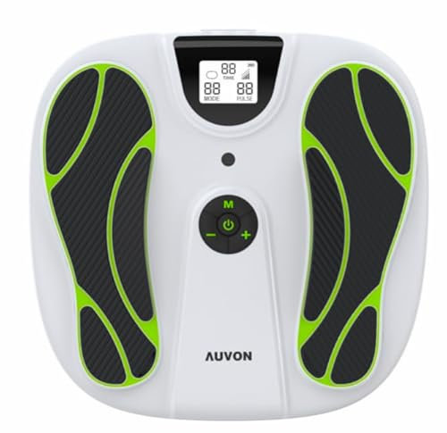 AUVON Durchblutungs-Stimulator Füße Beine mit TENS EMS, 10 Modi & 99 Intensitätsstufen & 40h Akkulaufzeit, EMS Fußmassagegerät Elektrisch für medikamentenfreie Entlastung (KENI TENS-Pad)