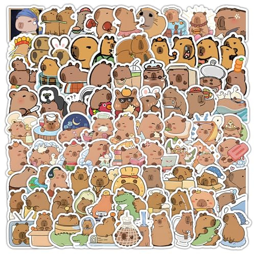 120 PCS Capybara Stickers, Cute Brown Stickers, Graffiti, Waterproof, Kawaii Animal Stickerss for Laptop, Journals, Water Bottles, Luggage