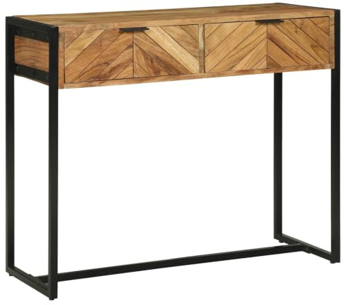 vidaXL Table Console Marron 90 x 35 x 75 cm Bois d'Acacia Massif, Table Console Acacia, Design Moderne, Espace de Rangement, Style Minimaliste Élégant, Parfaite pour Salon, Entrée, Couloir