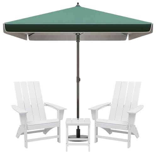YHDMDQ 200x200/250x250cm Ombrellone da Tavolo Mercato Quadrato, 180x220/220x280cm Rettangolare Ombrellone da Patio Giardino, Grande Parasole per Terrazzo Balcone Piscina(Green,2x2m/6.5x6.5ft)