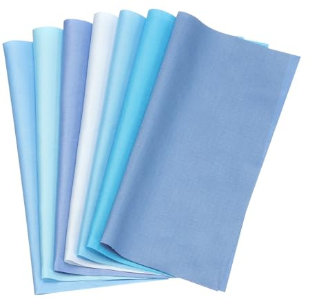 PATIKIL Bomullstygpaket, 7 st 20 x 20 cm feta kvartal enfärgade förskurna tygrutor för sömnad lappverk quiltning gör-det-själv-hantverk, blå