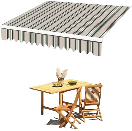 Tenda da sole retrattile per patio, copertura superiore in tessuto di ricambio, copertura manuale per tenda da sole, telo parasole impermeabile per finestre, porte, negozi, ristoranti (a rig