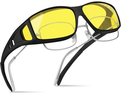 konqkin Nachtsichtbrille-Herren-Damen-Nachtbrille-Zum-Autofahren-Sonnenbrillen-Night Vision Goggles-Nachtbrille-Autofahrerbrille Nacht-Für Fahren Radfahren