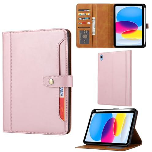 Custodia per iPad 10th Gen 11.9 pollici (Colore: Oro rosa) Custodia a portafoglio in pelle Flip Back Case