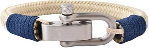 London hantverk elegant paracord justerbart armband män kvinnor 19-21 cm beige blå, 19cm, Nylon, Ingen ädelsten