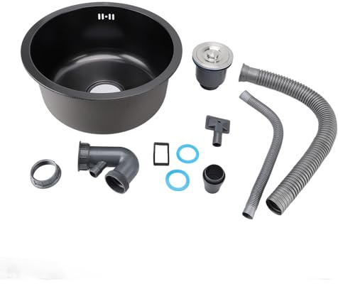 Petit évier de cuisine professionnel encastrable, bol en acier inoxydable noir Nano pour Bar de cuisine 15,7 pouces