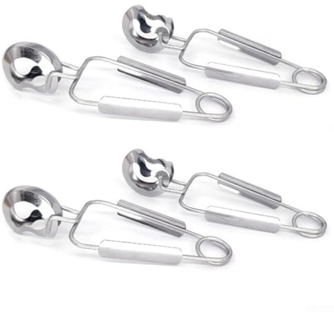 Jonikuper Escargot - Confezione da 4 pinze da portata per lumache in acciaio inox, ideali per esargot, cubetti di ghiaccio, caramelle, pinze da tè, compatibili con forchette da frutta, argento